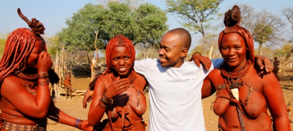 Hanging with the amazing Himba women from Namibia